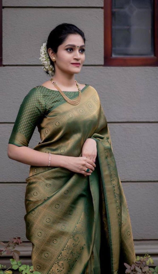 Green Pecock By AAB Lichi Silk Designer Sarees Catalog